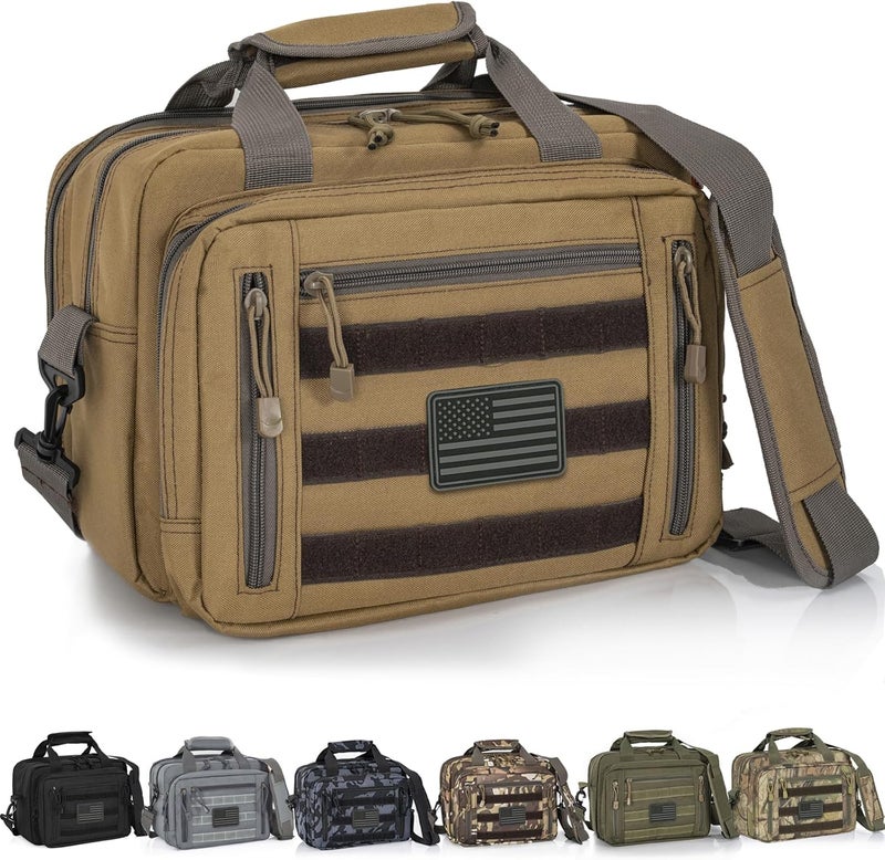 ITHWIU Pistol Case, Gun Range Bags For 2 Pistols 6 Magazines Carrying Shooting Bag with Lockable Zipper for Shooting Range Outdoor Hunting - Image 1